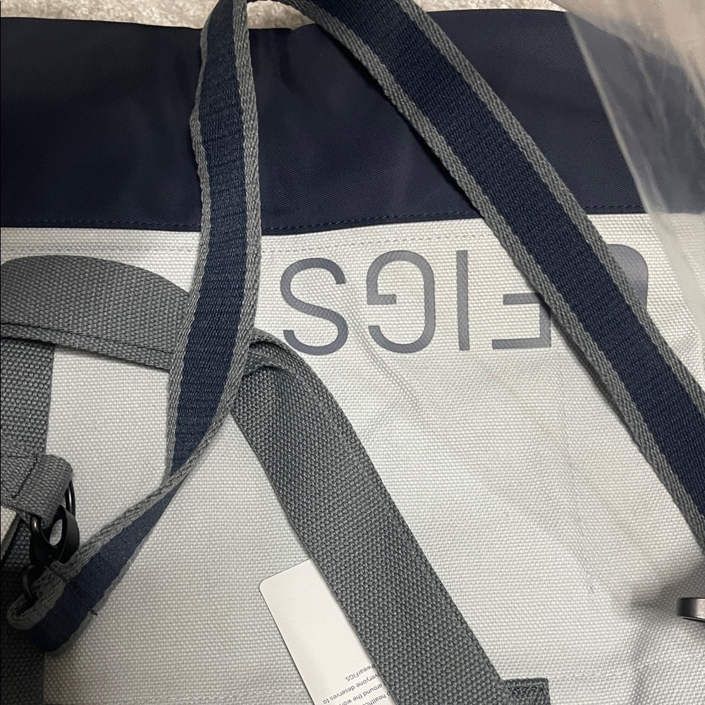 FIGS Two-Tone light Gray and navyTote - Picture 3 of 5